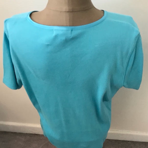 Laura Aqua Blue T-shirt with snap closing - Picture 2 of 2